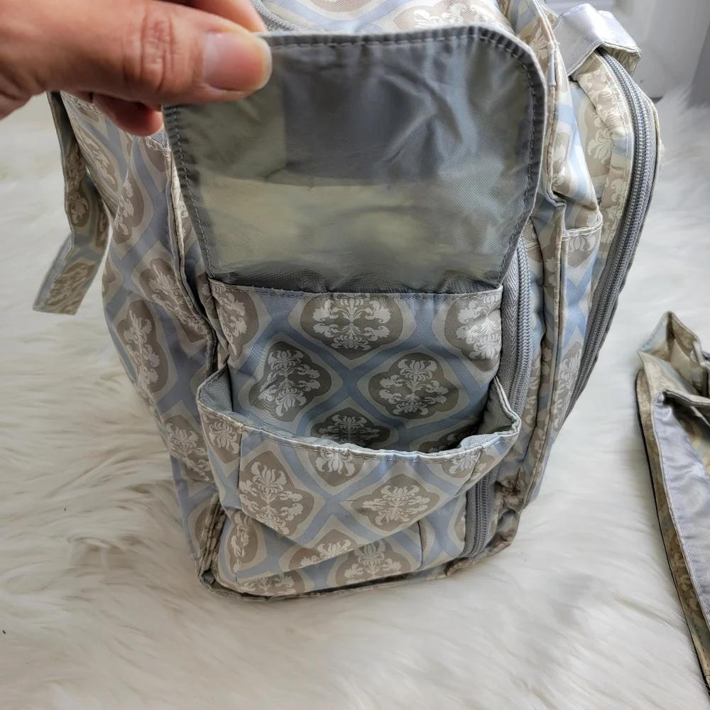 Ju.Ju-Be large travel diaper bag padded multipocket coated antigerm washable